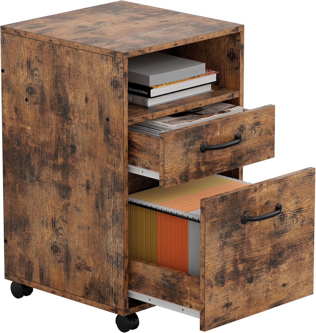 Vintage Brown Lateral Filing Cabinet with 2 Drawers J6616
