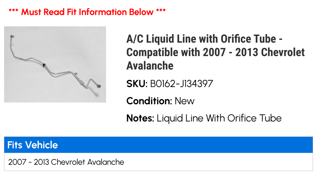 A/C Liquid Line with Orifice Tube I852190