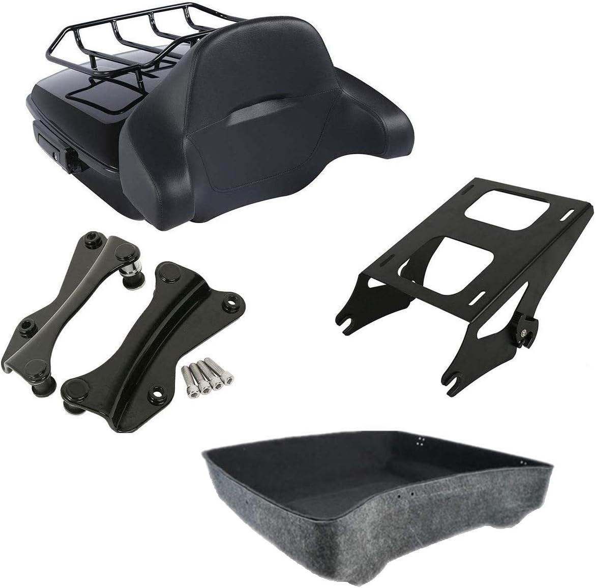 Chopped Tour Pack Trunk with Backrest Pad and Mounting Rack T96427