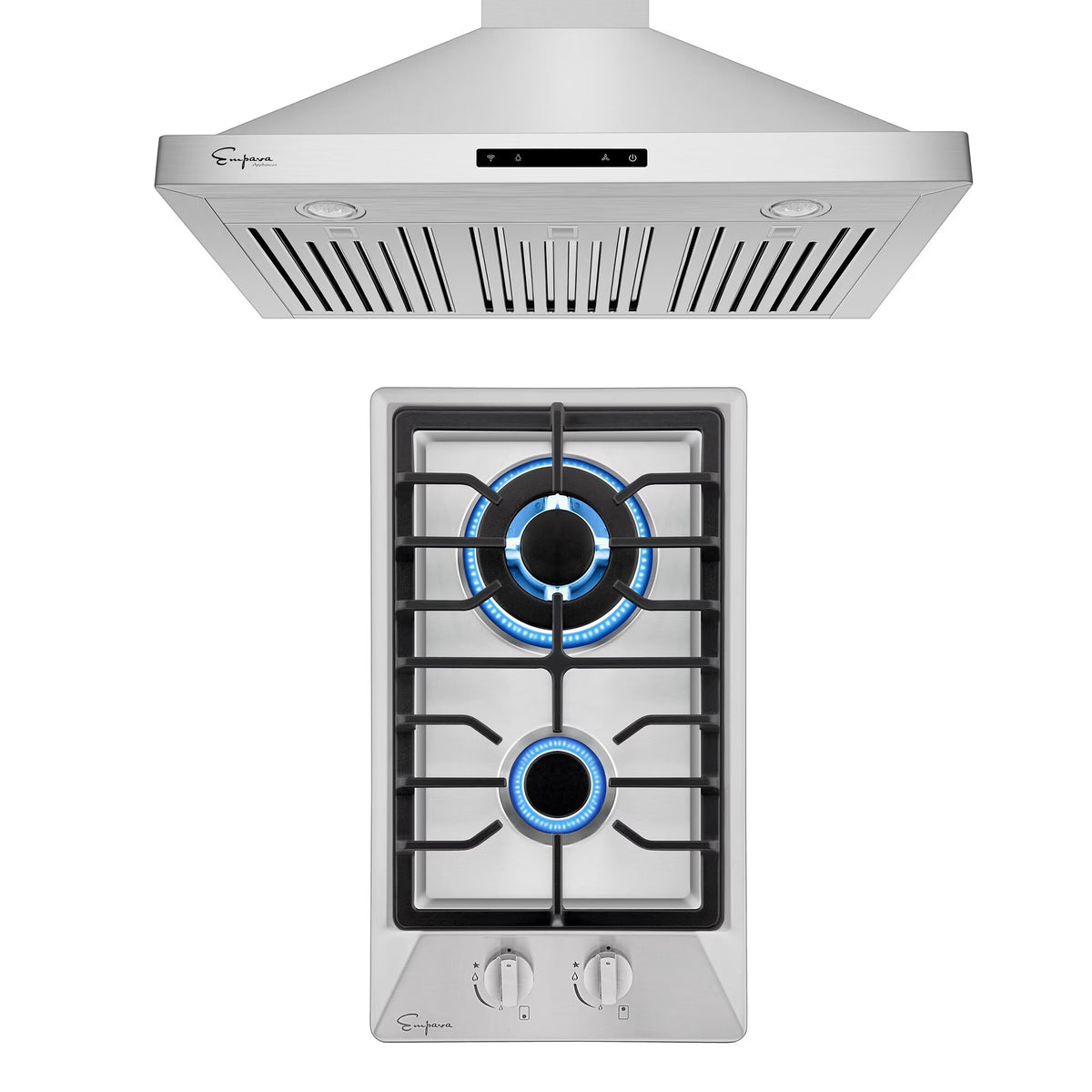 2 Piece Gas Cooktop and Wall Mount Range Hood Z868