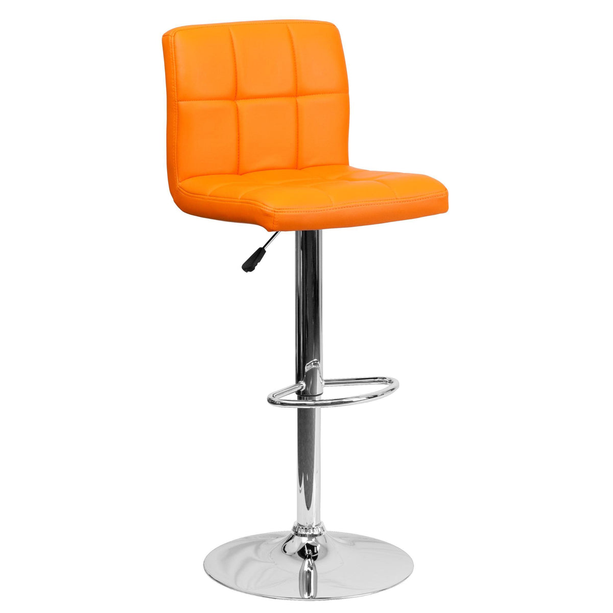 Black Quilted Vinyl Adjustable Height Barstool with Chrome Base F856083