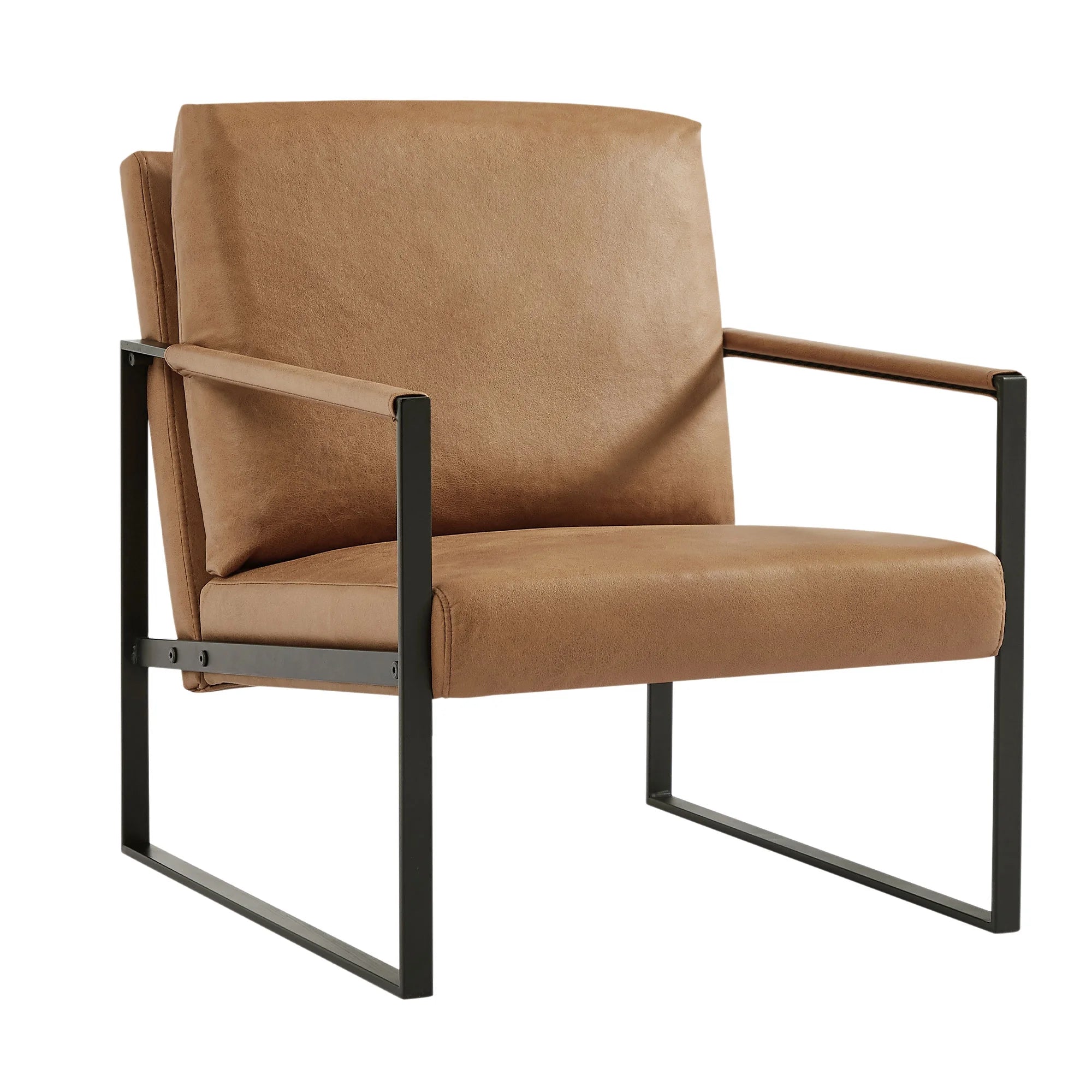 Camel PVC Leather Accent Chair with Metal Frame E861069