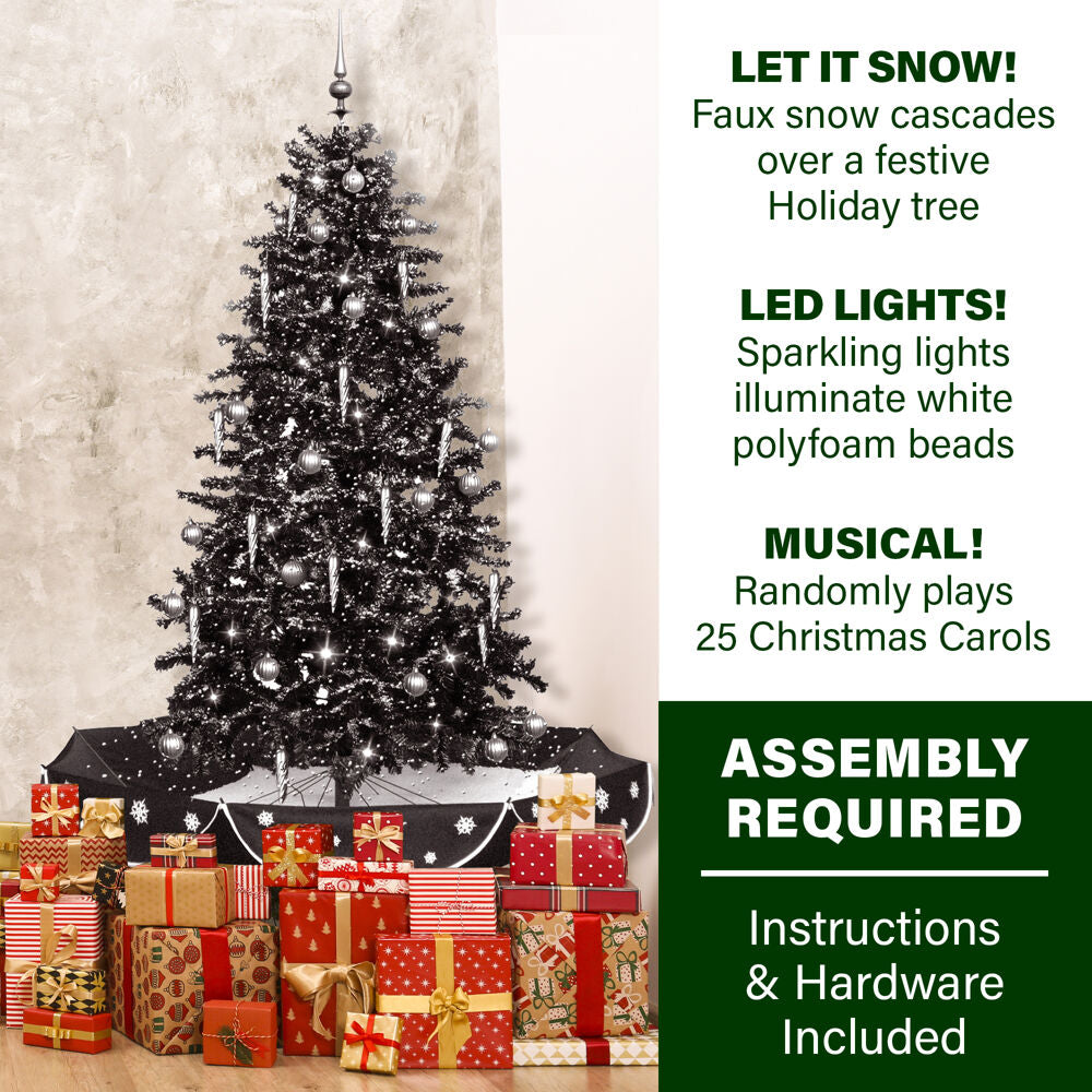 White Prelit LED Musical Christmas Tree with Umbrella Base L7455