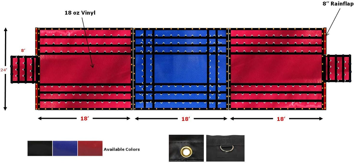 Red-Black 18oz 3 Pc Lumber Tarp V7707