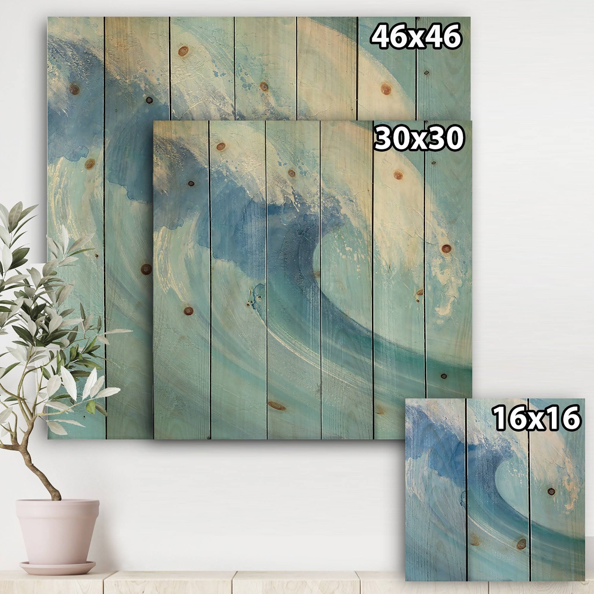 Blue Nautical Print on Natural Pine Wood L232
