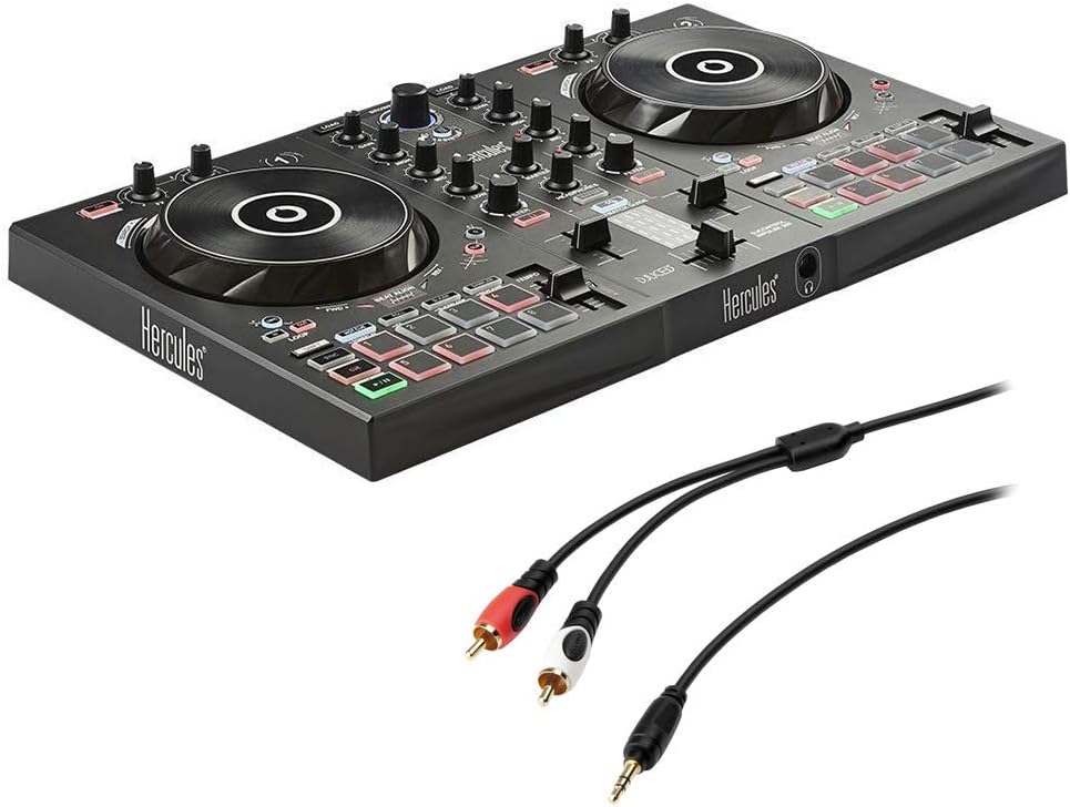 DJ Control Inpulse 300, Black with 8 Stereo Mini to Dual RCA Y-Cable (6') Bundle V22738
