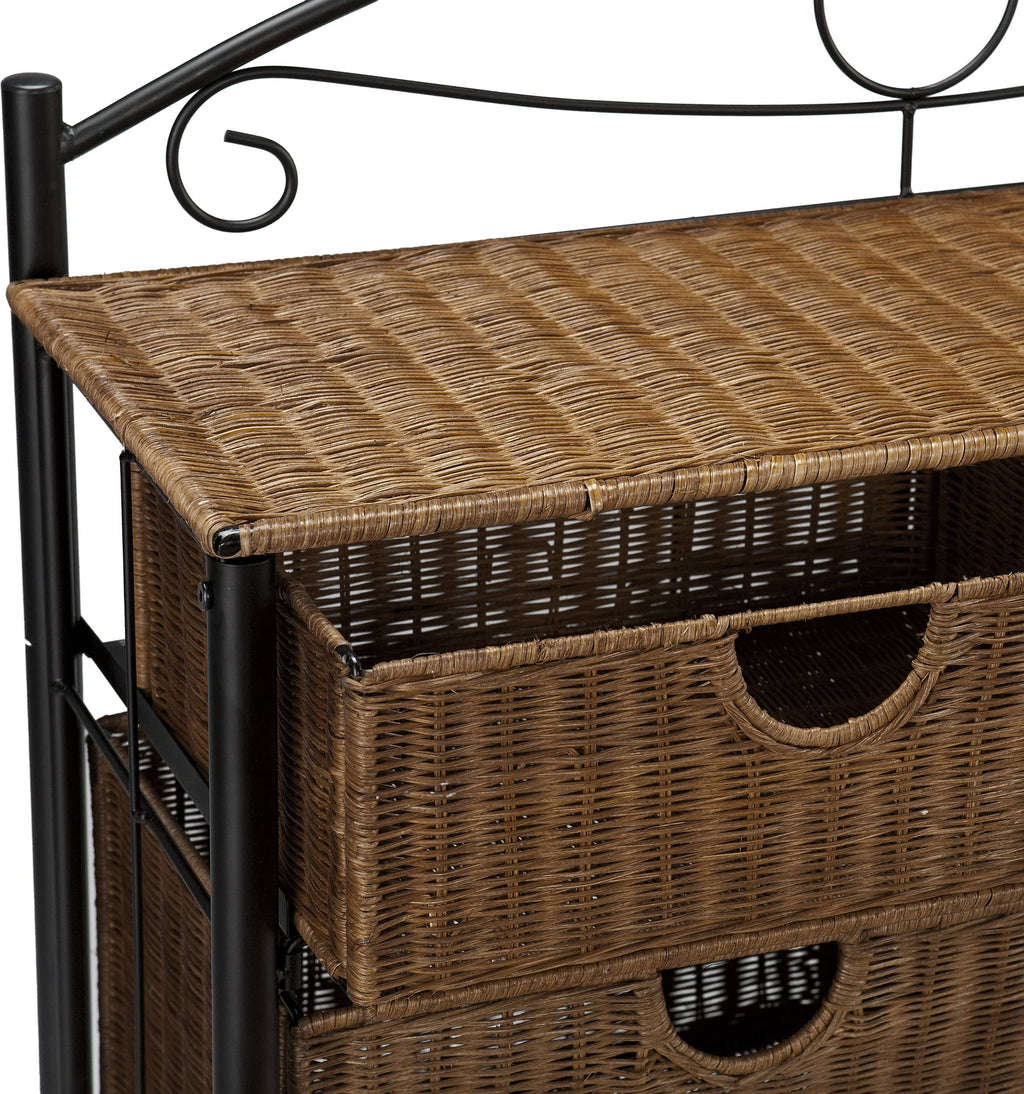 Black/Brown Iron/Wicker Storage Chest S462