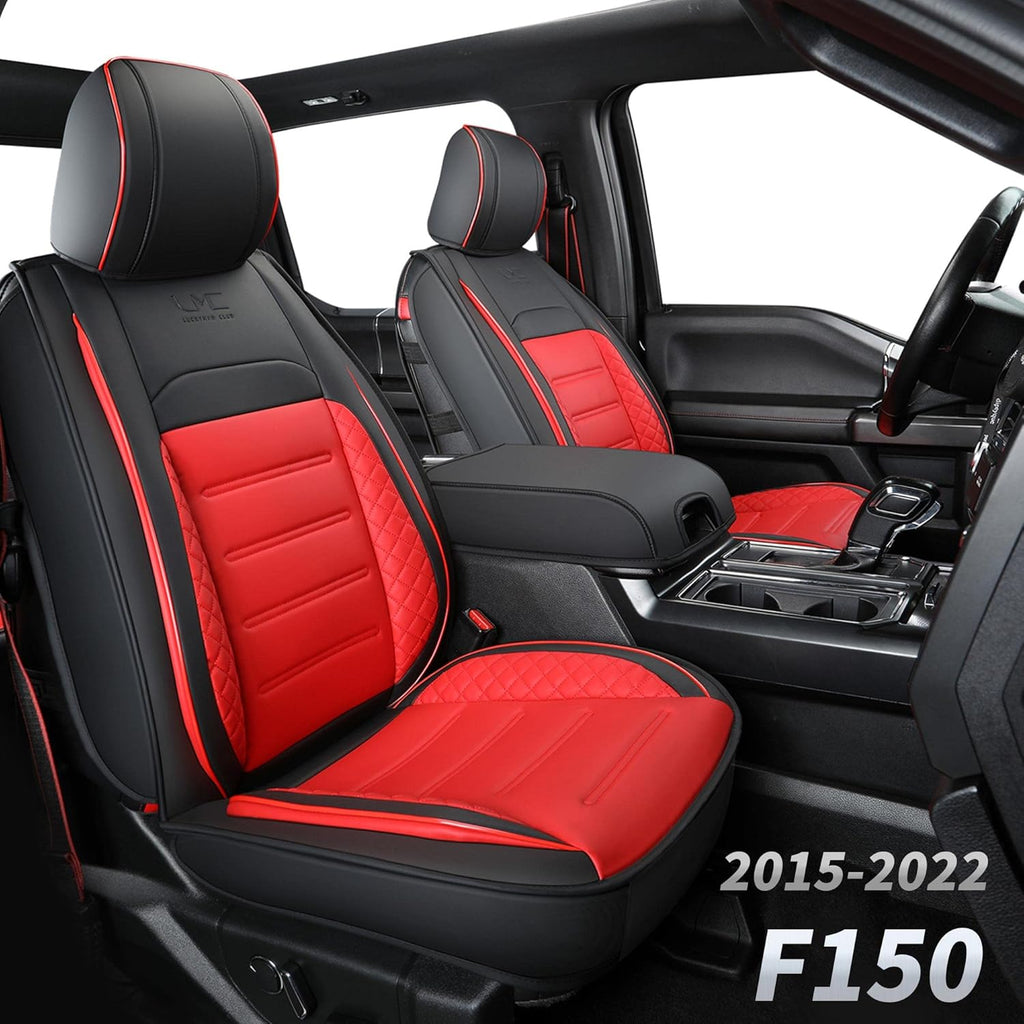 Black&Red Faux Leather Seat Covers Full Set W9997