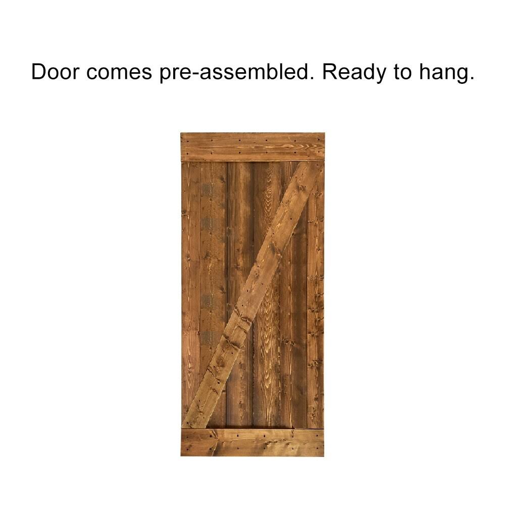 Weather Gray Stained Wood Interior Sliding Barn Door with Hardware Kit U9302
