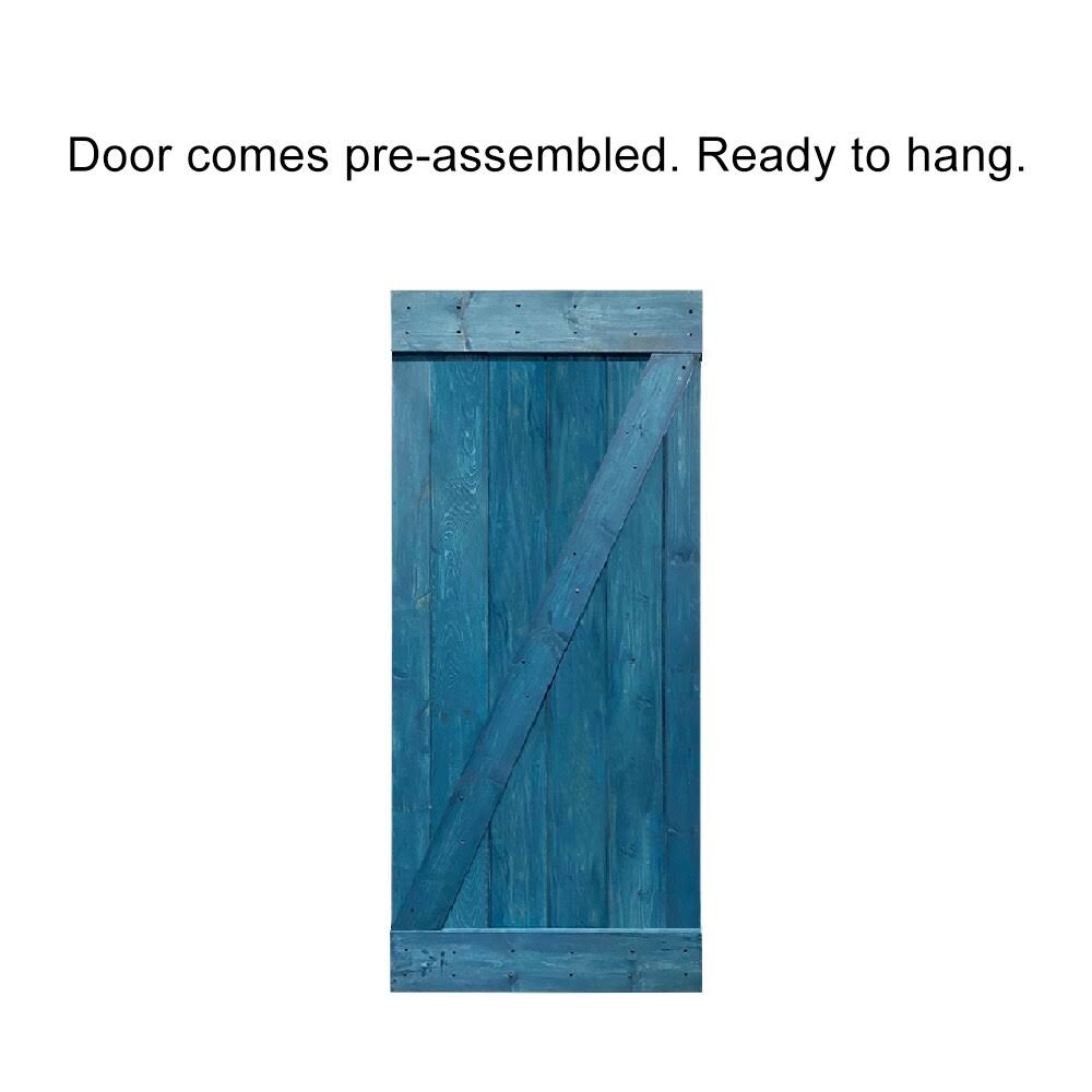 Weather Gray Stained Wood Interior Sliding Barn Door with Hardware Kit U9302