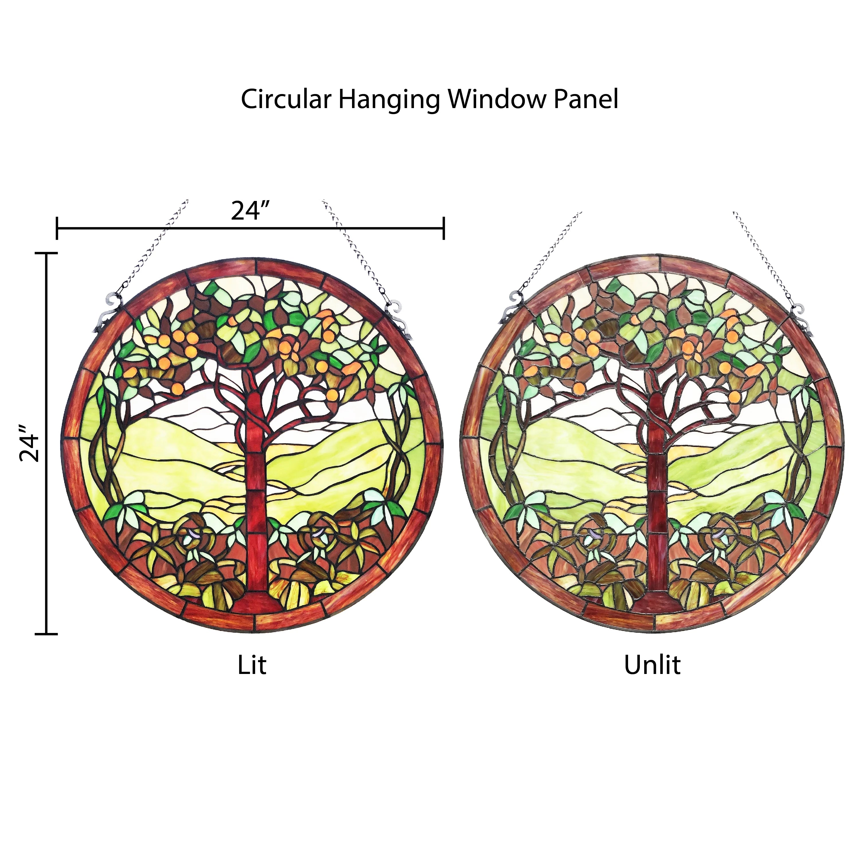 Tree of Life Stained Glass Window Panel in Green P368460