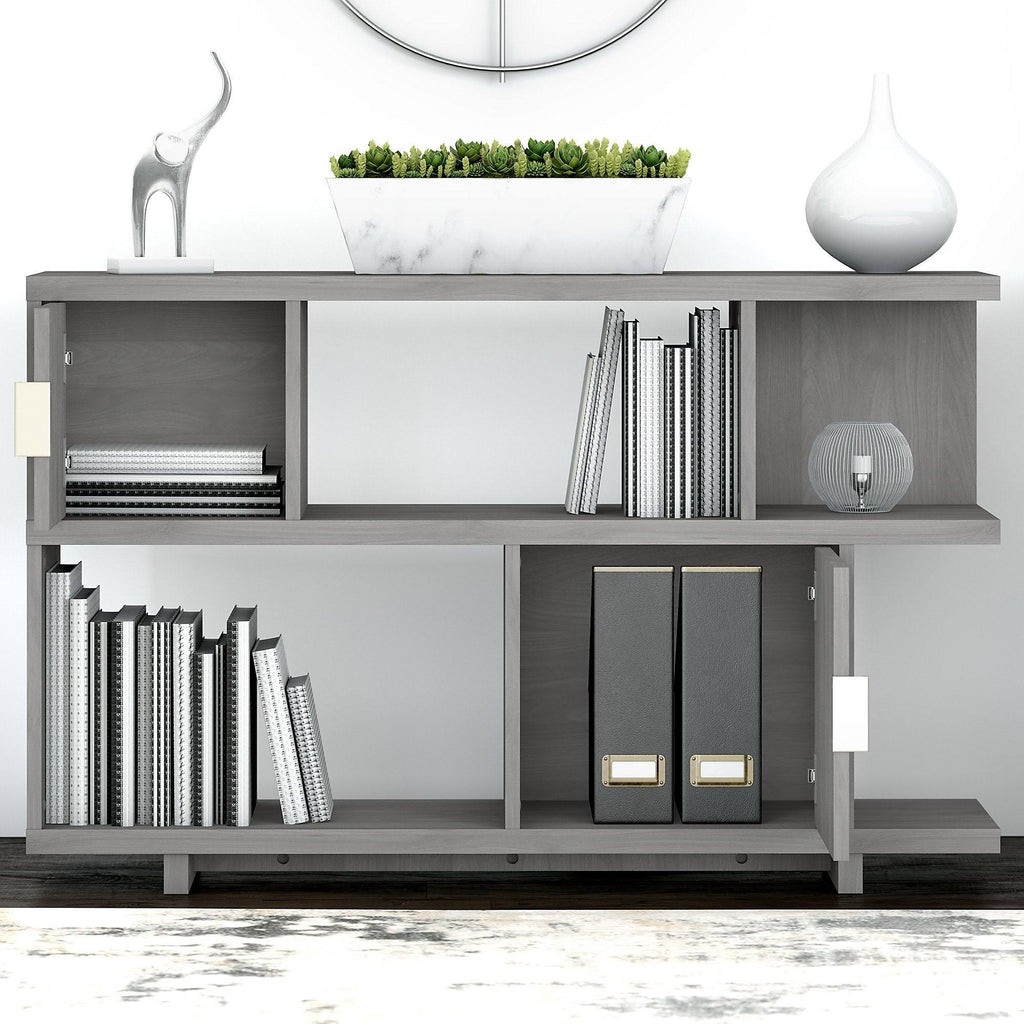 Modern Gray Writing Desk with Low Bookcase M1983