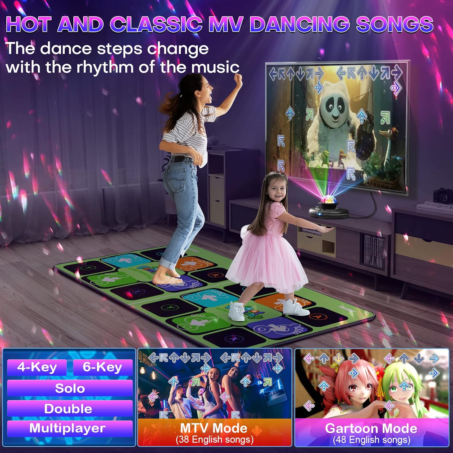 HDMI Wireless Musical Dance Mat with HD Camera, Double User Non-Slip Dance Step Pad D3750