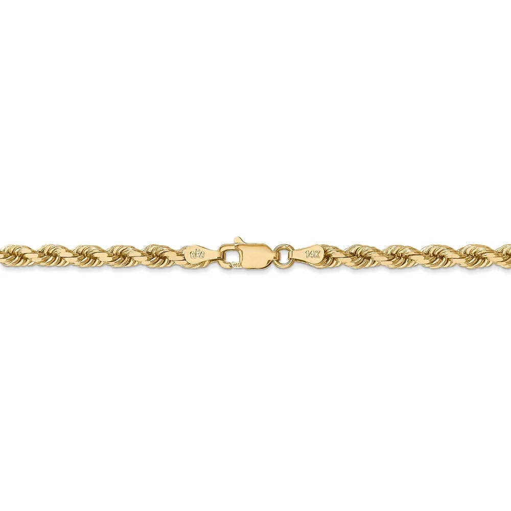 14kt Yellow Gold 4mm Diamond Cut Rope Chain with Lobster Clasp; 9 inch E632