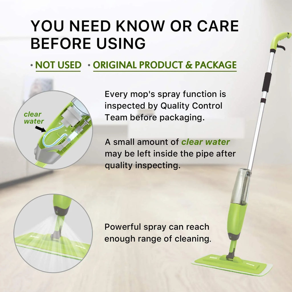 Microfiber Spray Mop with 2 Refillable Water Bottles, 4 Washable Mop Pads, 650 ml F714