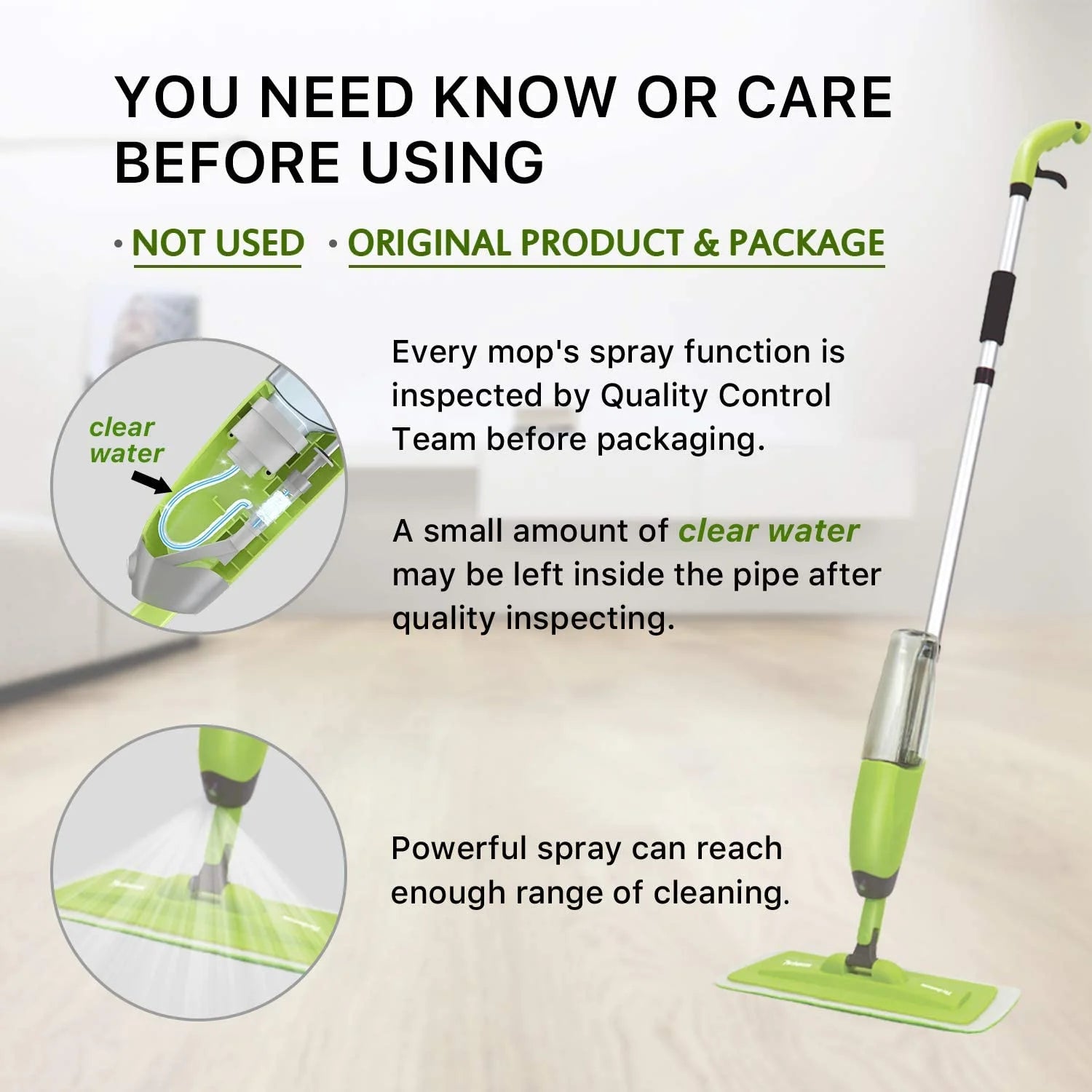 Microfiber Spray Mop with 2 Refillable Water Bottles, 4 Washable Mop Pads, 650 ml F714
