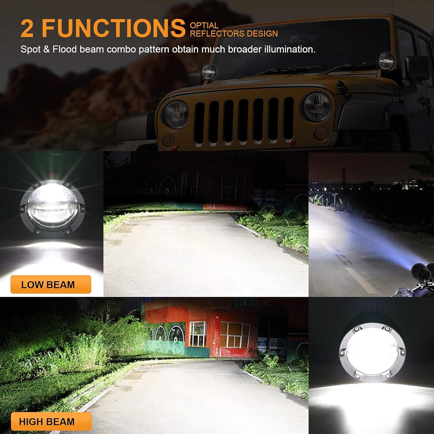 4 Inch Round LED Light Pods with Hi/Lo/Combo Beam 72W 7200LM B8220