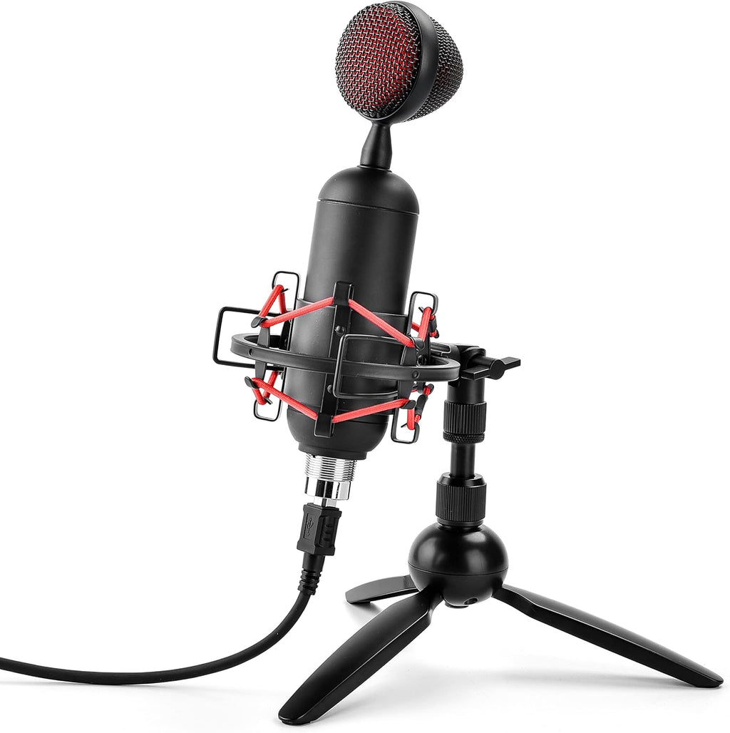 USB Cardioid Condenser Microphone with USB Cable, Built-in Pop Filter, Adjustable Desktop Stand N7633