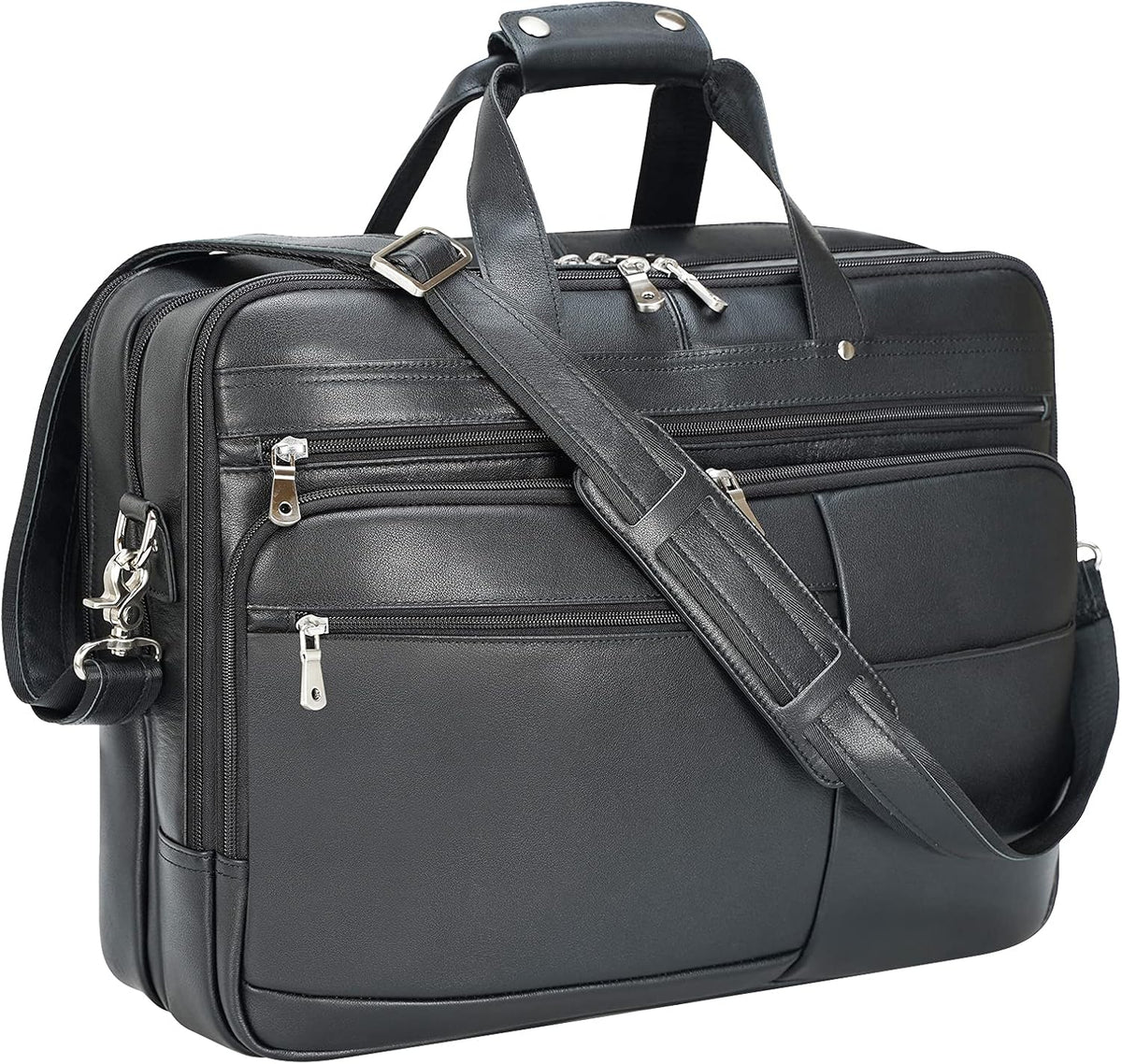 Full Grain Leather Briefcase Messenger Bag Fits 17.3 Laptop E42447