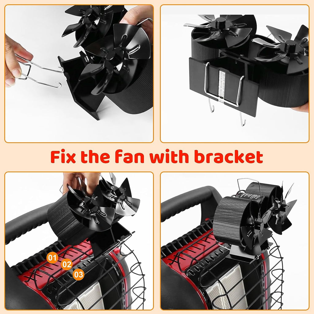 12 Blades Heat Powered Stove Fan with Bracket W60331