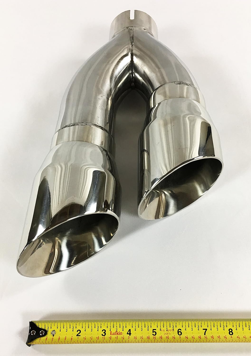 3.00" Inlet 4.00" Outlet 16.00" long Dual Slant Angle Stainless Steel Exhaust Tip M576