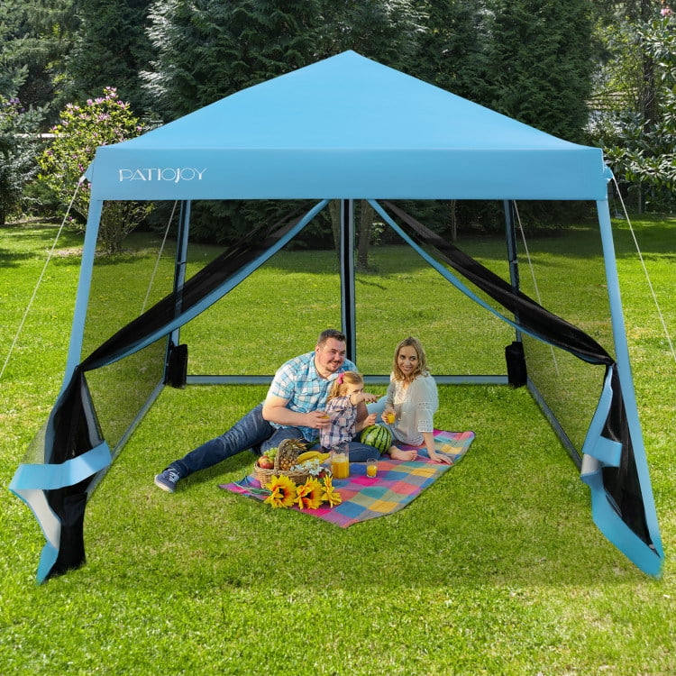 10 x 10 Feet Pop Up Canopy with Mesh Sidewalls X21361