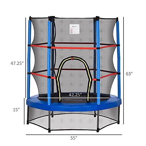 Kids Trampoline with Enclosure Net, Springless Design, Safety Pad and Steel Frame F54954