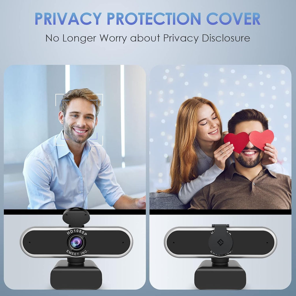1080P Auto Focus Webcam with Microphone, Privacy Cover, 96° Ultra Wide Angle, Pack of 2 M698