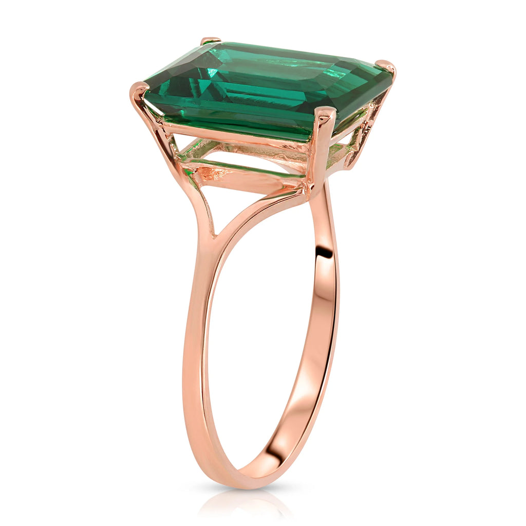 Emerald Solitaire Ring with Genuine Emerald G78859