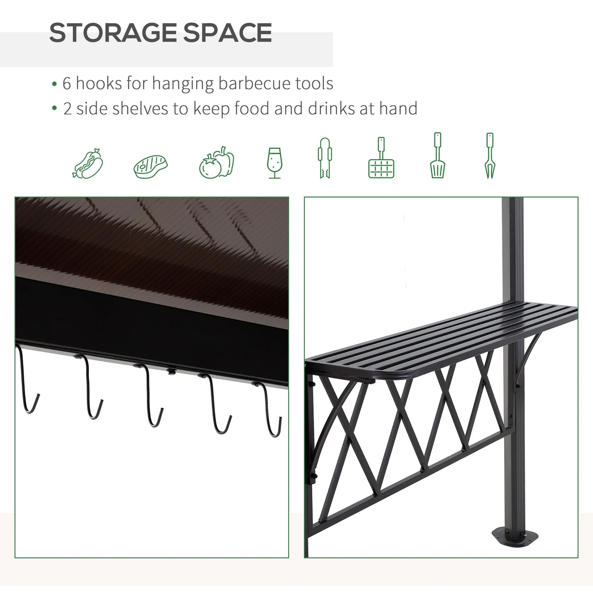 9' x 5' Hardtop BBQ Grill Gazebo with Polycarbonate Roof H412792