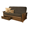 Walnut Futon with Drawers and Linen Gray Mattress Z1322