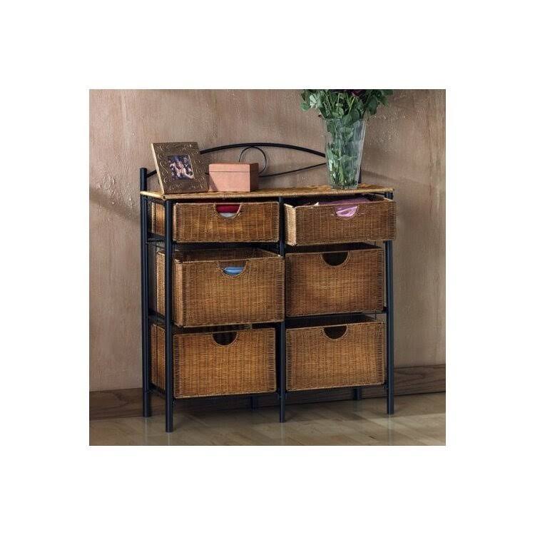 Black/Brown Iron/Wicker Storage Chest S462