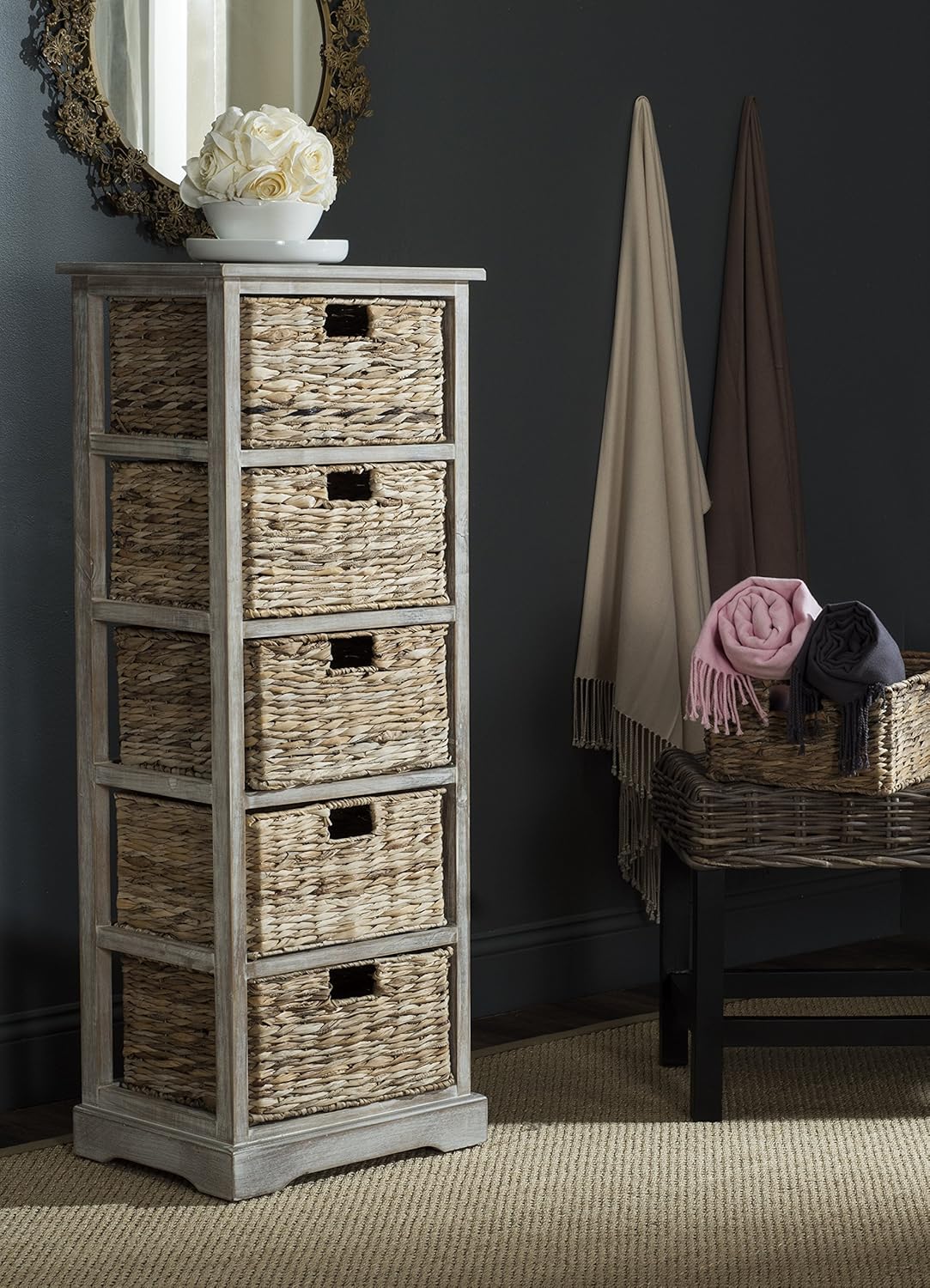 Wicker Basket Storage Tower Q2752