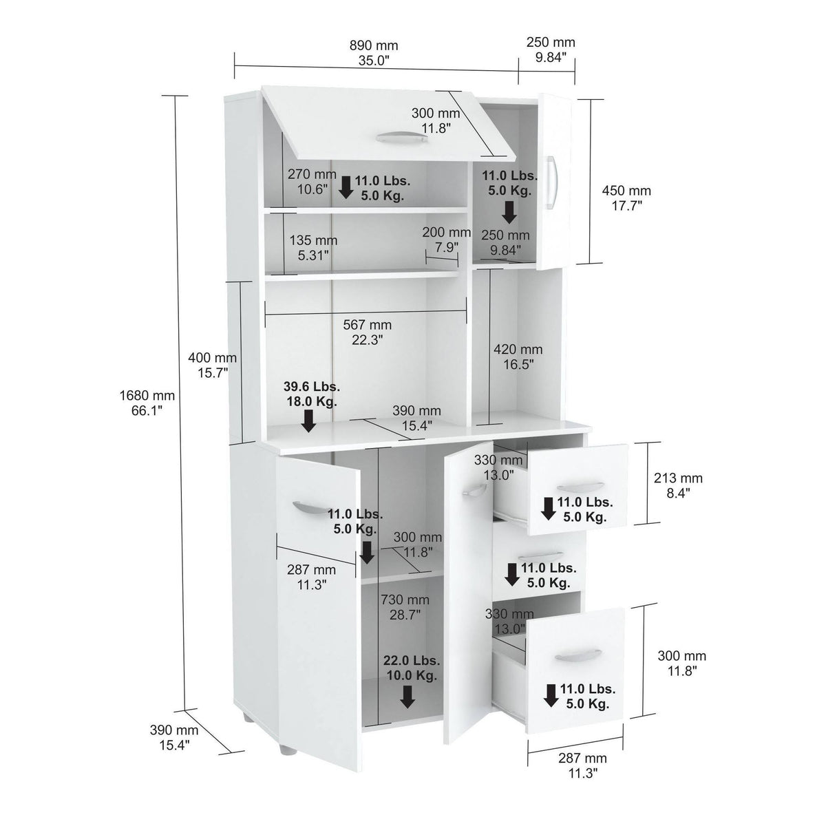 White Kitchen Storage Cabinet V95102