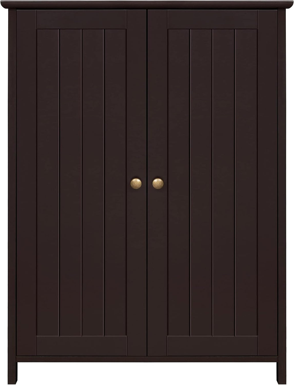 White Free-Standing Bathroom Cabinet with Double Doors D437863
