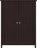White Free-Standing Bathroom Cabinet with Double Doors D437863