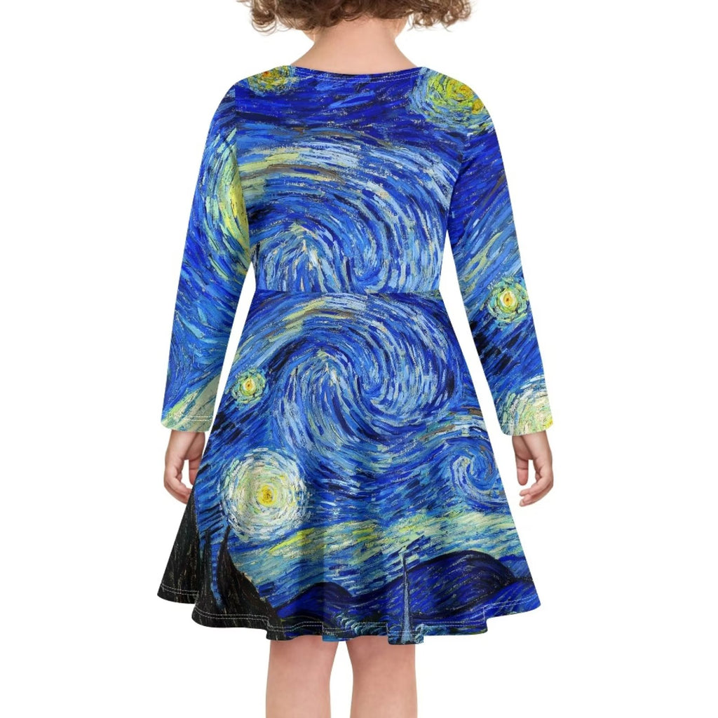 Breathable Skater Dress for Girls Swing Twirl Party Dress Round Neck Knee Length T-Shirt Dress Midi Dress Size S K353398