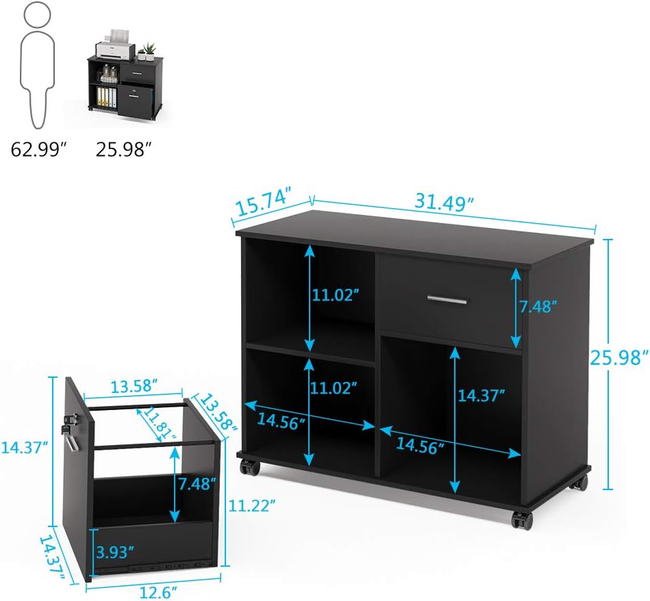 2 Drawer Mobile Lateral File Cabinet with Lock V43207