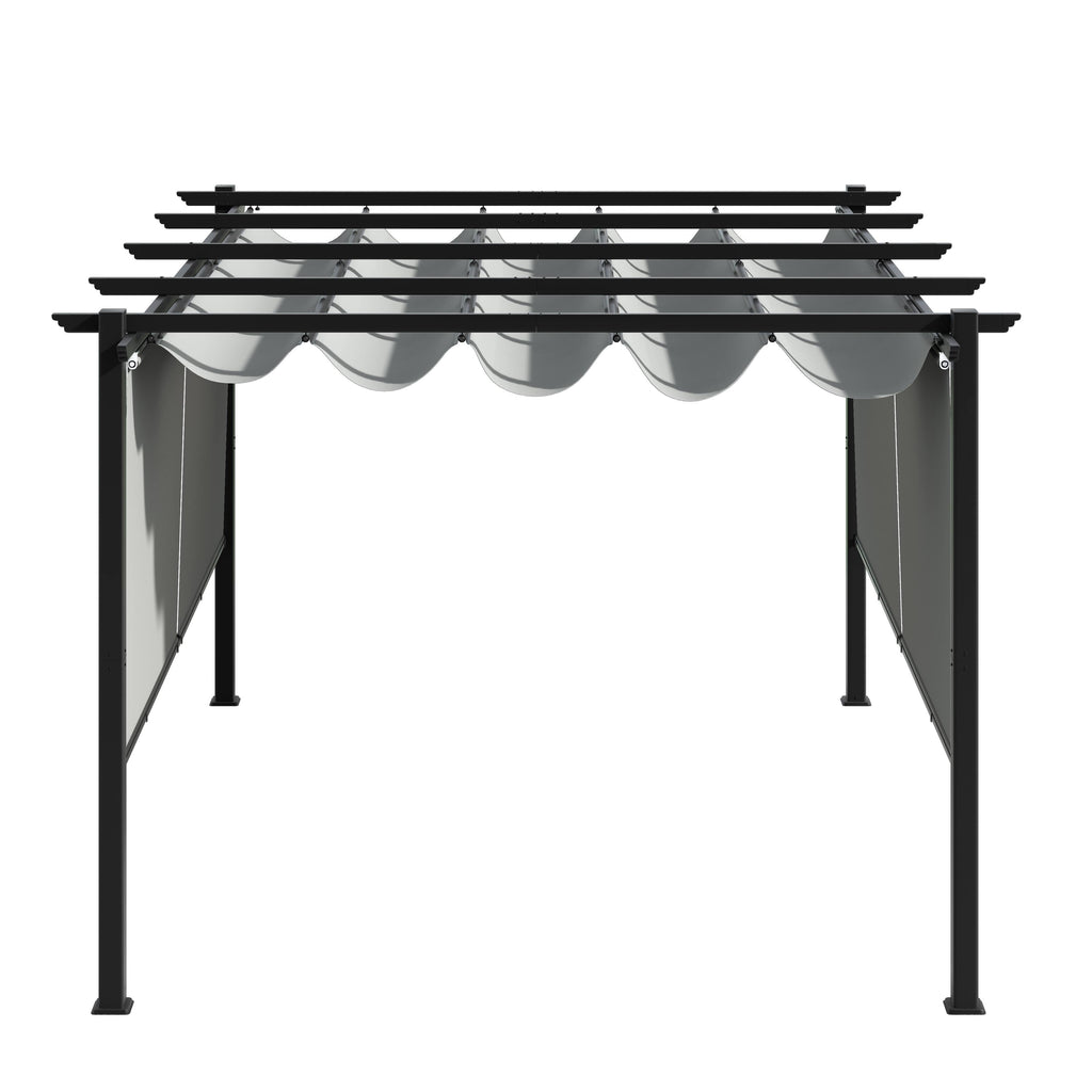 Light Grey Aluminum Retractable Patio Canopy Pergola R914