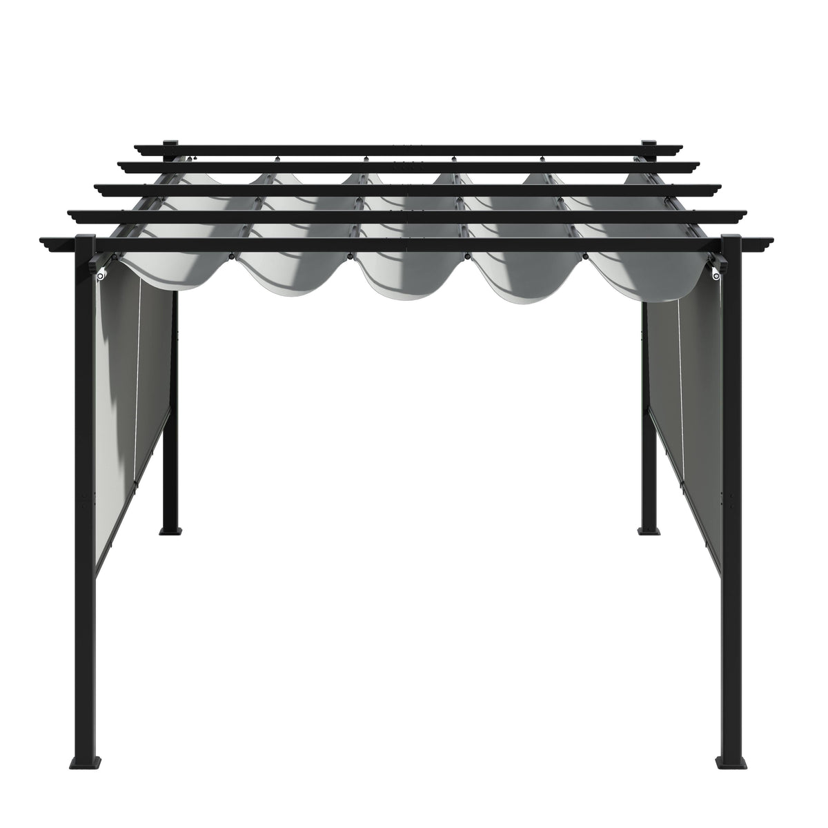 Light Grey Aluminum Retractable Patio Canopy Pergola R914