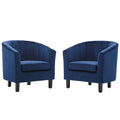 Navy Tufted Performance Velvet Armchair Set of 2 V9785