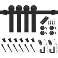 7ft Double Mini Sliding Barn Door Hardware Kit, Black Finish J3511
