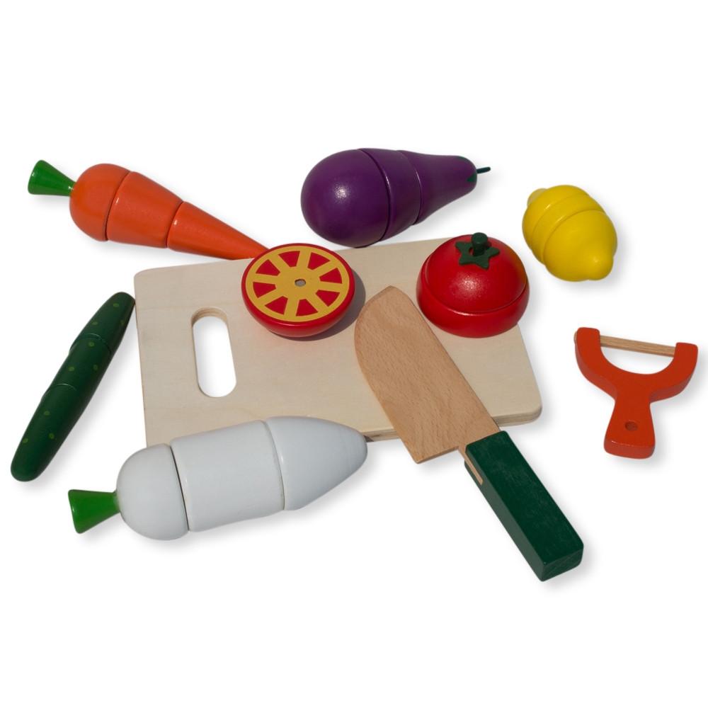 22 Pieces Magnetic Wooden Toy Kitchen Play Set with Vegetables & Knife S621