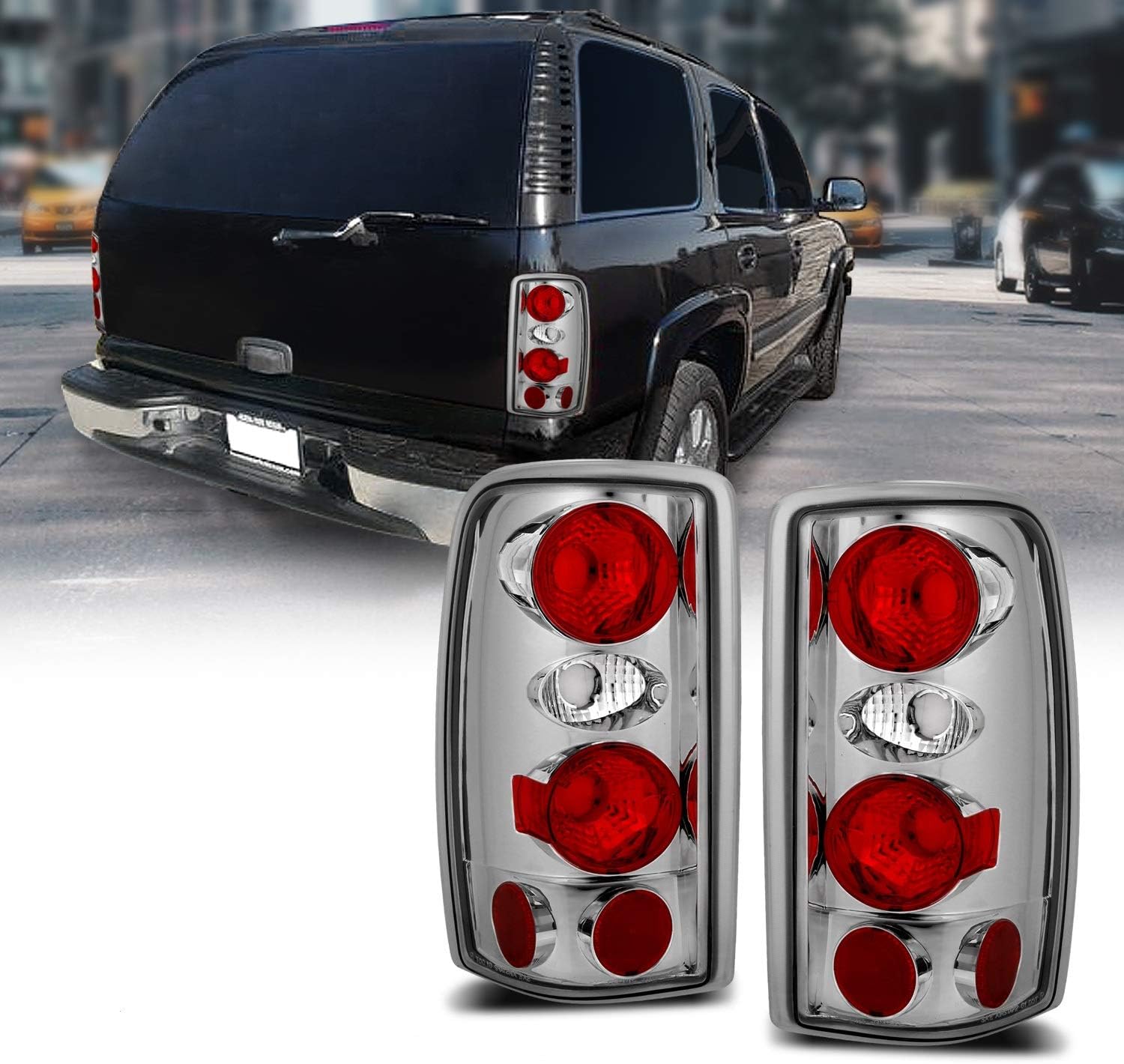 Chrome Replacement Brake Tail Lights Set Pack of 2 V1653
