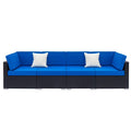 Black Embossed Woven Rattan Sofa Set with 2 Middle Sofas, 4 Single Sofas, 1 Coffee Table X661