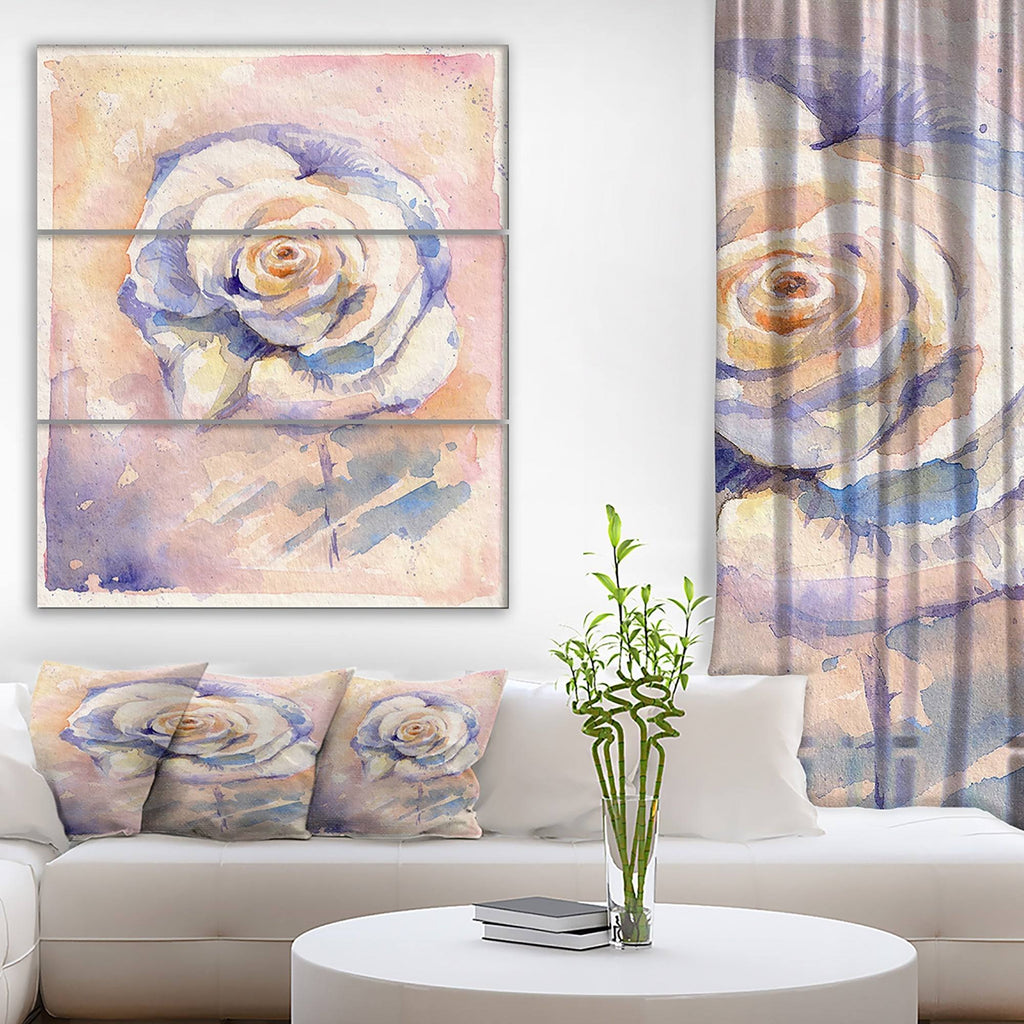 Rose Watercolor Artwork Floral Print on Wrapped Canvas Set - 3 Panels - 28x36 P8474