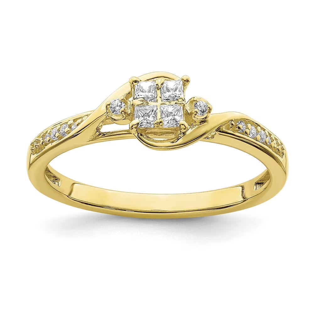 10k Yellow Gold Lab Grown Diamond Cluster Engagement Ring Y431
