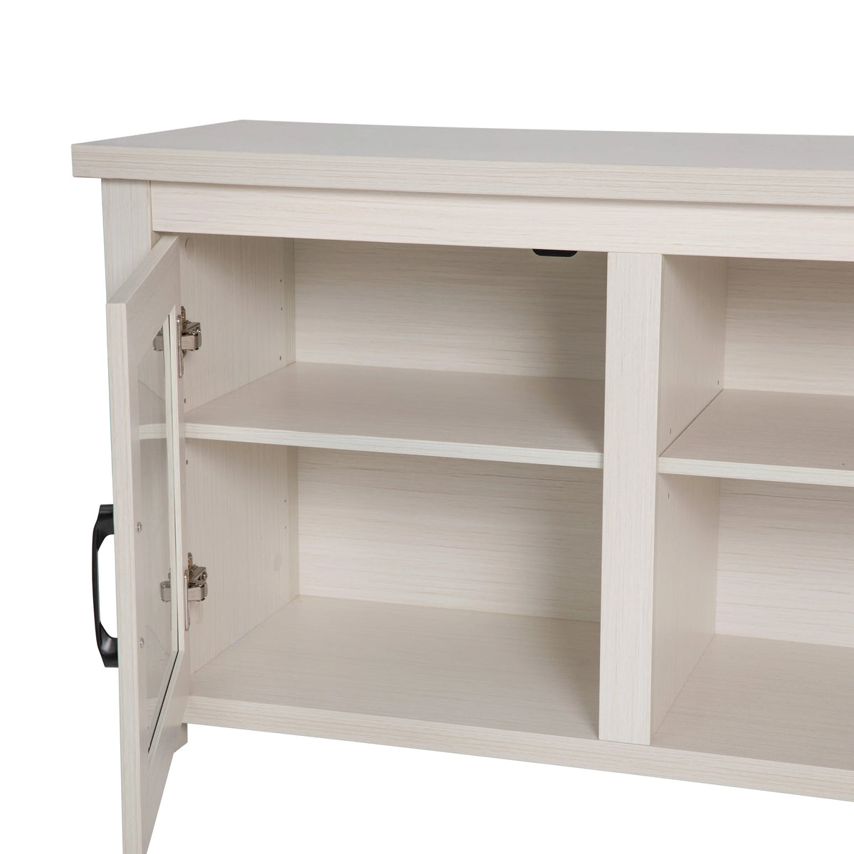 White Wash 65" TV Stand with Glass Doors and 3 Shelves C59293