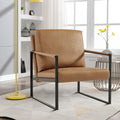 Camel PVC Leather Accent Chair with Metal Frame E861069