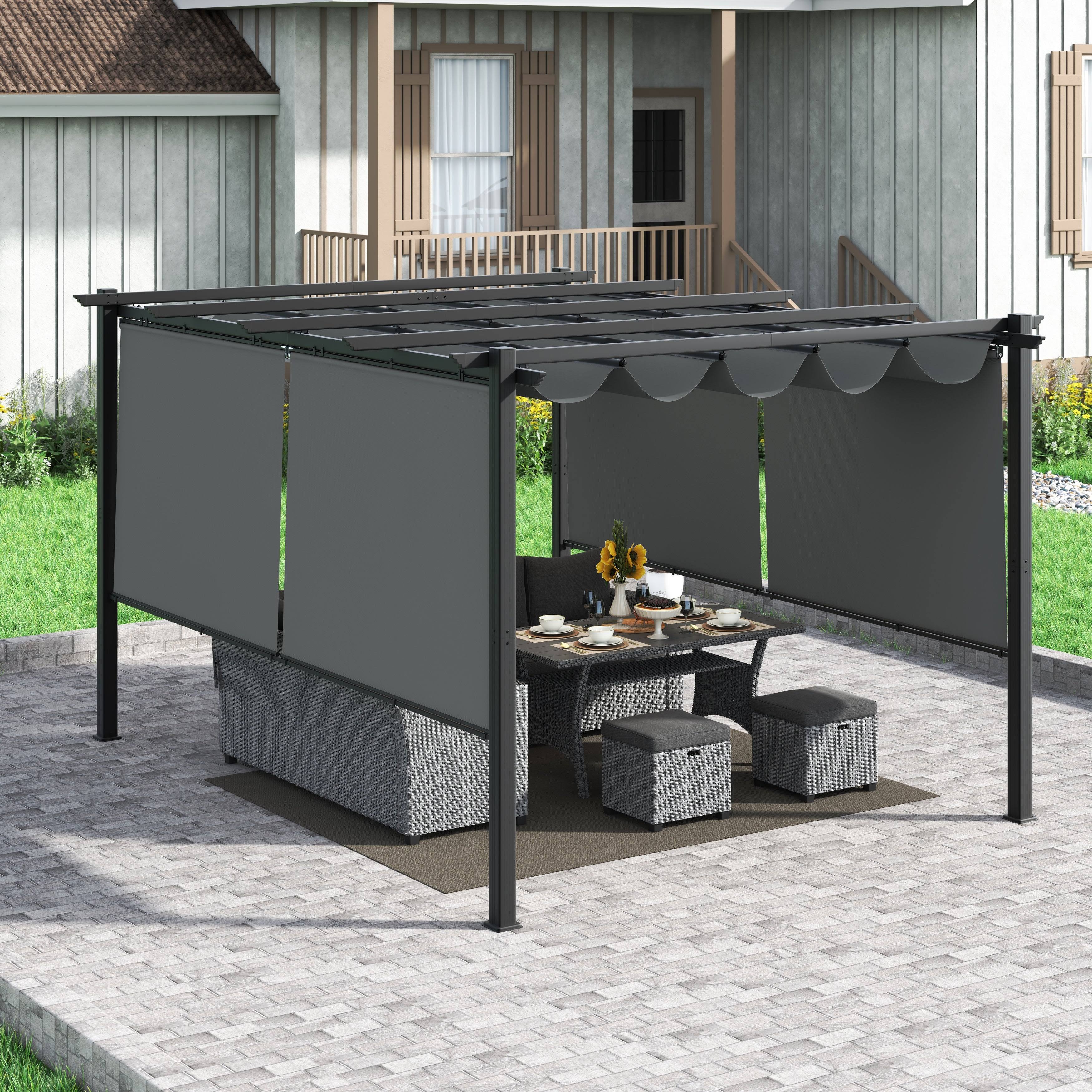 Light Grey Aluminum Retractable Patio Canopy Pergola R914
